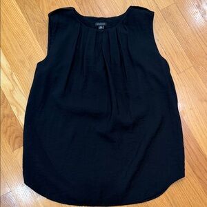 Ann Taylor Black Pleated Sleeveless Blouse